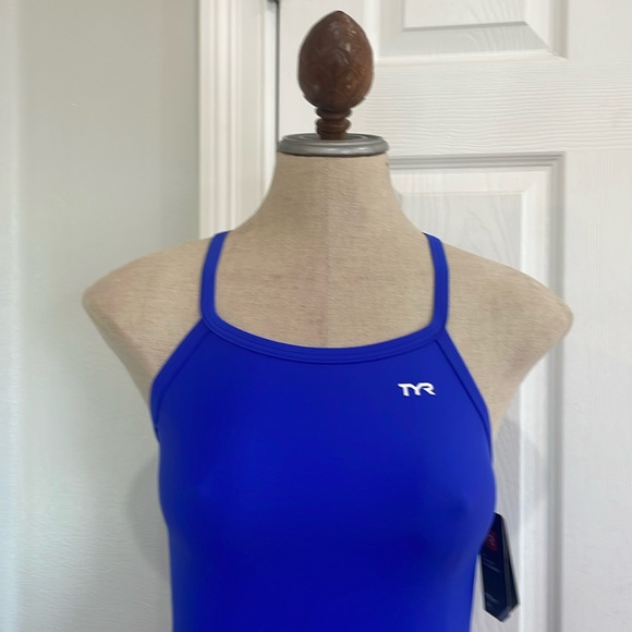 TYR solid diamond fit Cross back swimsuit royal blue one piece 28 women’s size 4 - Picture 2 of 12